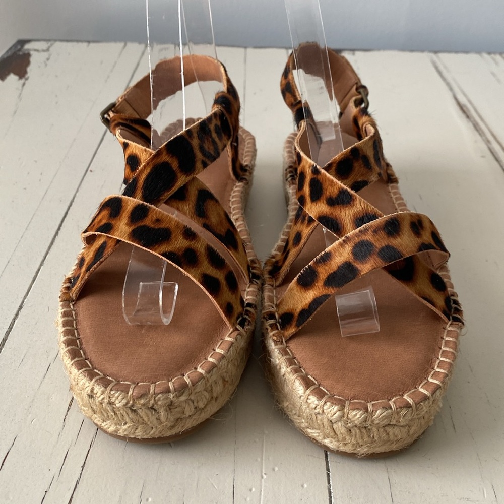 NEW! Madewell Malia Espadrille Sandal in Leopard Calf Hair 8.5